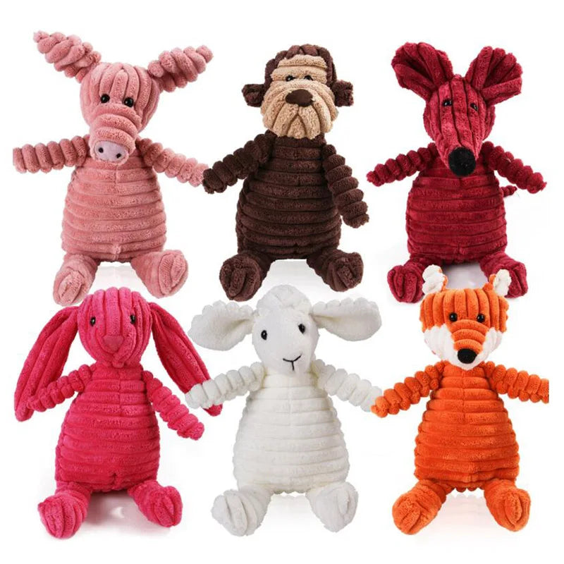 Plush Animal-Shaped Dog Toy – Bite-Resistant Squeaky Corduroy Toy for Small & Large Dogs, Puppies, and Training