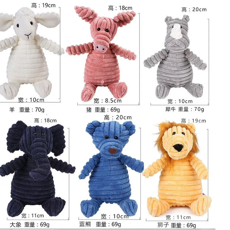 Plush Animal-Shaped Dog Toy – Bite-Resistant Squeaky Corduroy Toy for Small & Large Dogs, Puppies, and Training