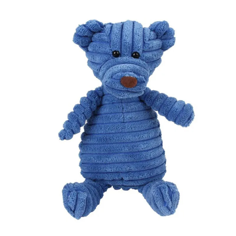 Plush Animal-Shaped Dog Toy – Bite-Resistant Squeaky Corduroy Toy for Small & Large Dogs, Puppies, and Training