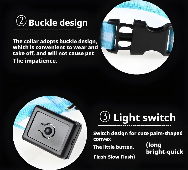 Nylon LED Dog Collar – Night Safety Flashing Glow-in-the-Dark Collar for Pets, Luminous & Fluorescent Dog Accessories