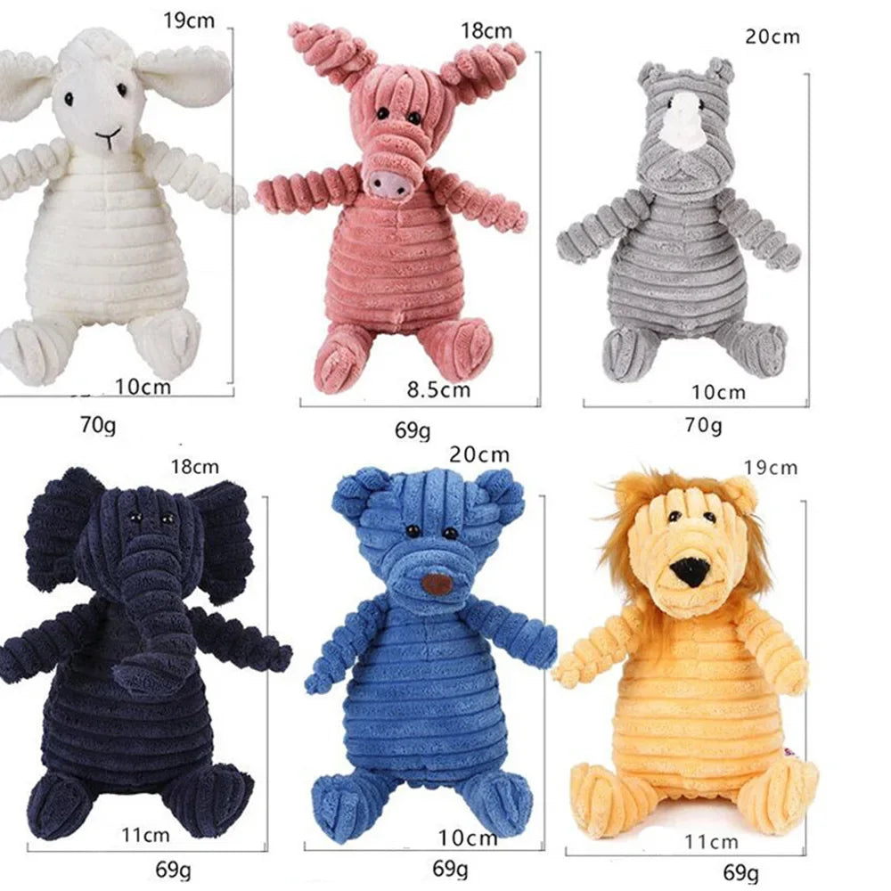 Plush Animal-Shaped Dog Toy – Bite-Resistant Squeaky Corduroy Toy for Small & Large Dogs, Puppies, and Training