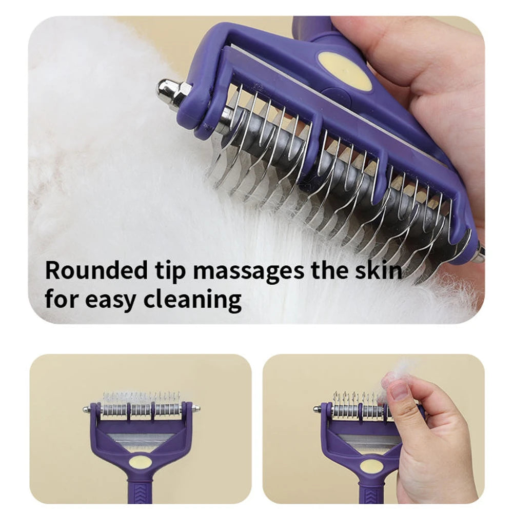 Dog Grooming Brush & Dematting Comb – Undercoat Rake for Thick Hair, Hair Removal & Pet Grooming
