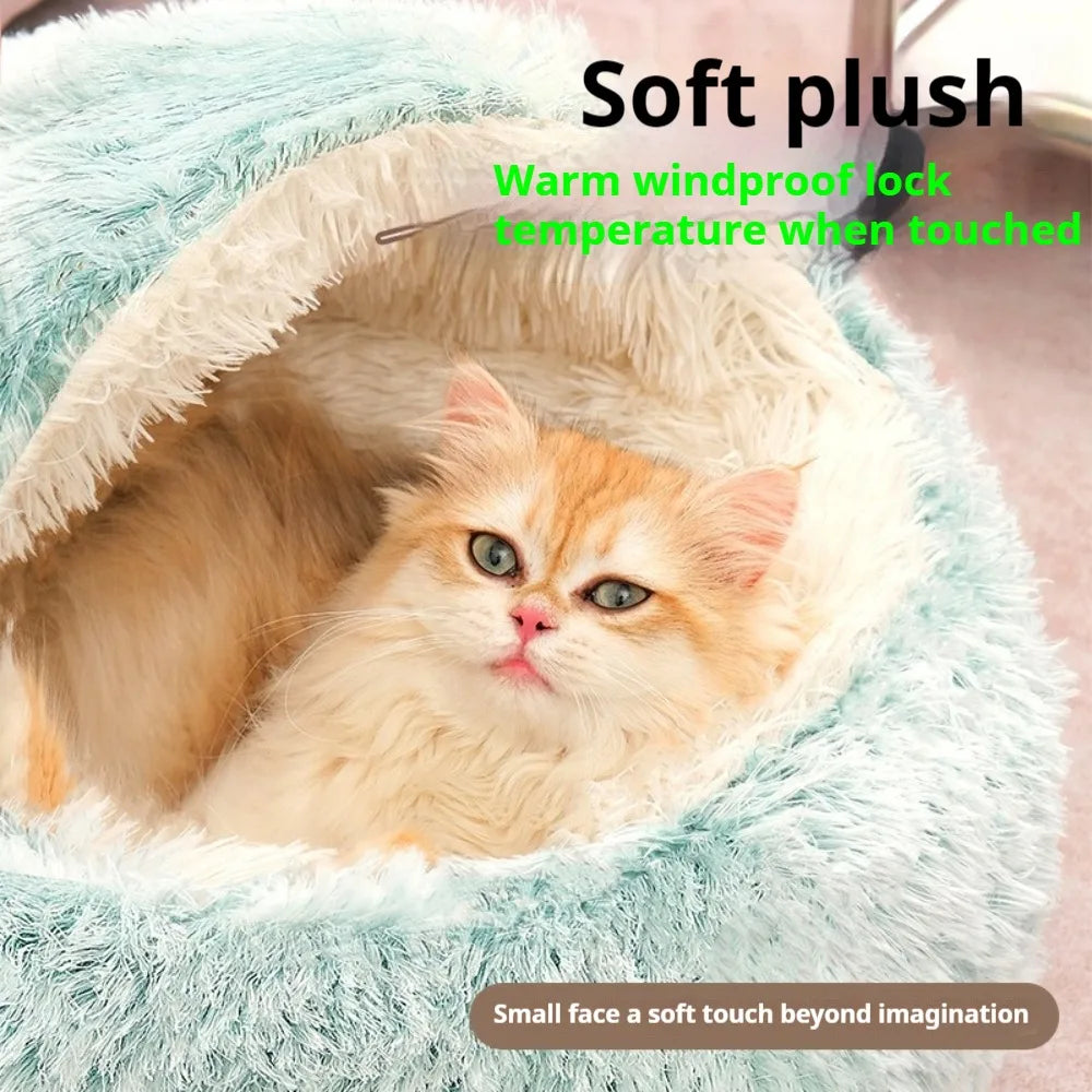 Round Cat Bed Pet Mattress – Warm, Soft Plush Sleeping Nest for Cats, Kittens & Small Dogs