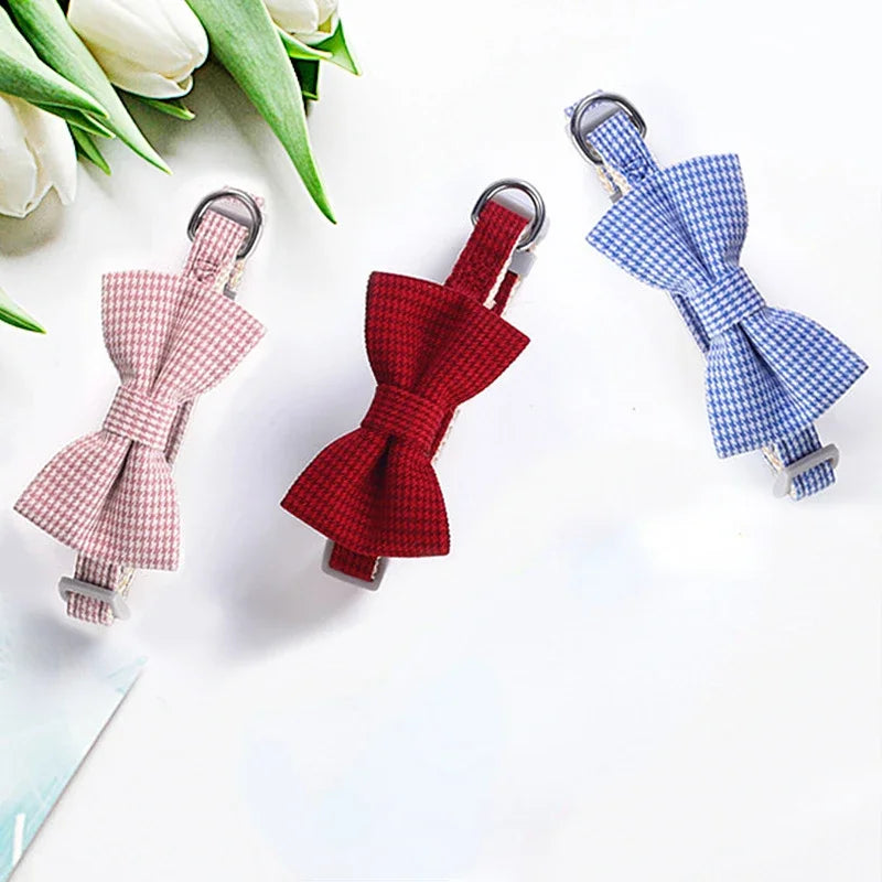 Adjustable Cute Cat Collar with Bow Tie – Stylish Necklace for Cats, Kittens & Small Dogs