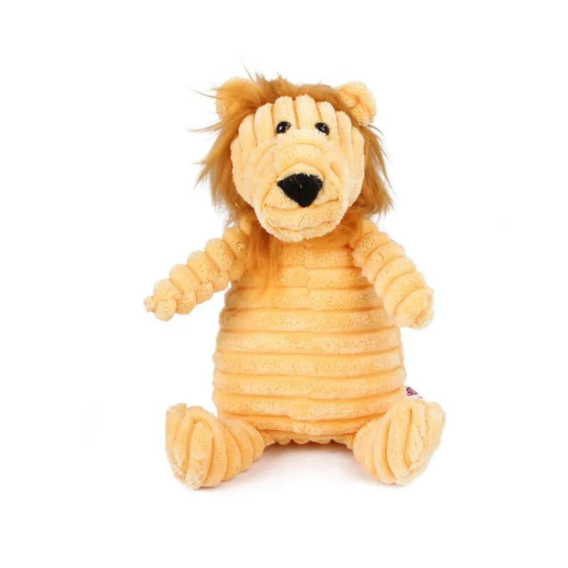 Plush Animal-Shaped Dog Toy – Bite-Resistant Squeaky Corduroy Toy for Small & Large Dogs, Puppies, and Training