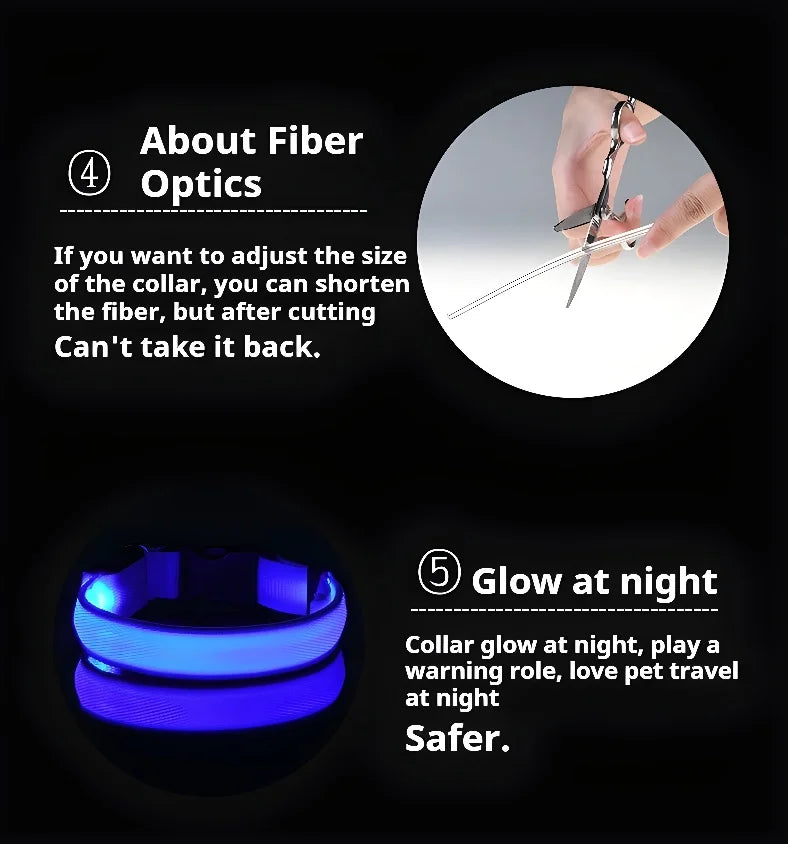 Nylon LED Dog Collar – Night Safety Flashing Glow-in-the-Dark Collar for Pets, Luminous & Fluorescent Dog Accessories