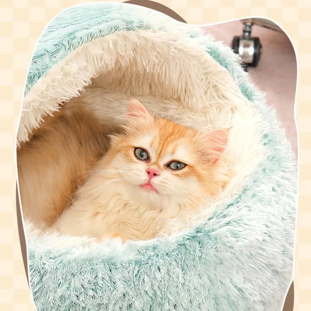 Round Cat Bed Pet Mattress – Warm, Soft Plush Sleeping Nest for Cats, Kittens & Small Dogs