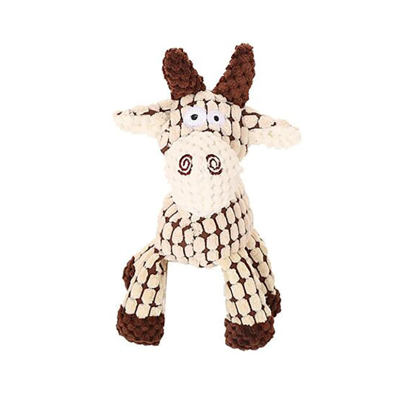 Plush Animal-Shaped Dog Toy – Bite-Resistant Squeaky Corduroy Toy for Small & Large Dogs, Puppies, and Training
