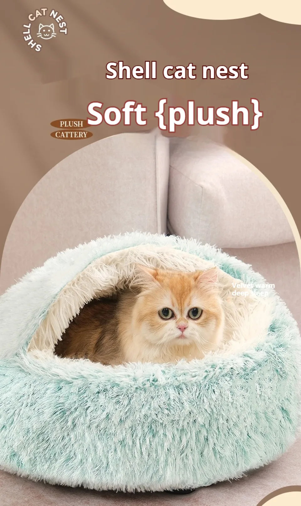 Round Cat Bed Pet Mattress – Warm, Soft Plush Sleeping Nest for Cats, Kittens & Small Dogs