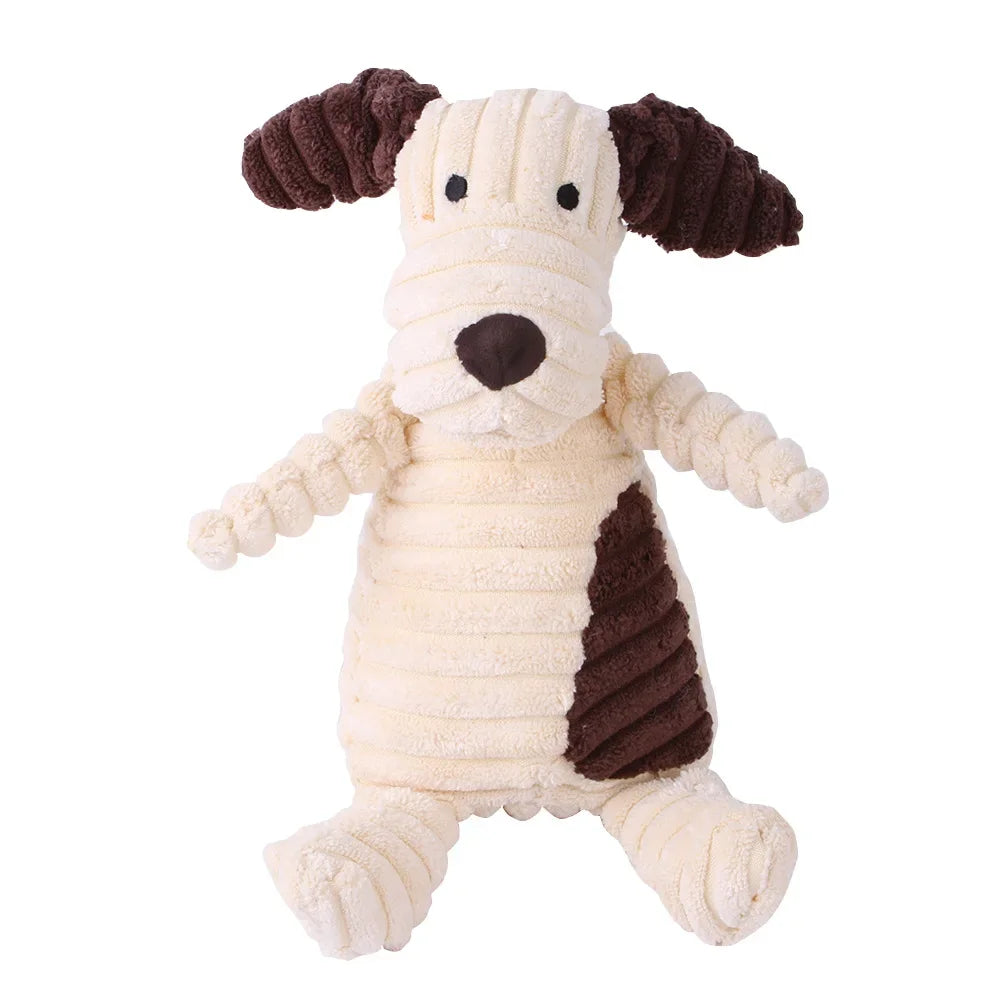 Plush Animal-Shaped Dog Toy – Bite-Resistant Squeaky Corduroy Toy for Small & Large Dogs, Puppies, and Training