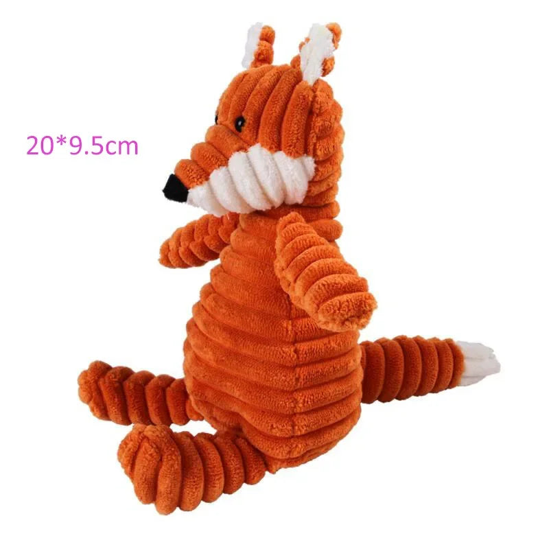Plush Animal-Shaped Dog Toy – Bite-Resistant Squeaky Corduroy Toy for Small & Large Dogs, Puppies, and Training