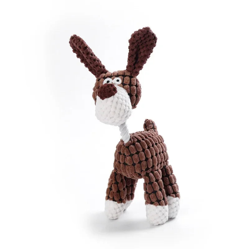 Plush Animal-Shaped Dog Toy – Bite-Resistant Squeaky Corduroy Toy for Small & Large Dogs, Puppies, and Training