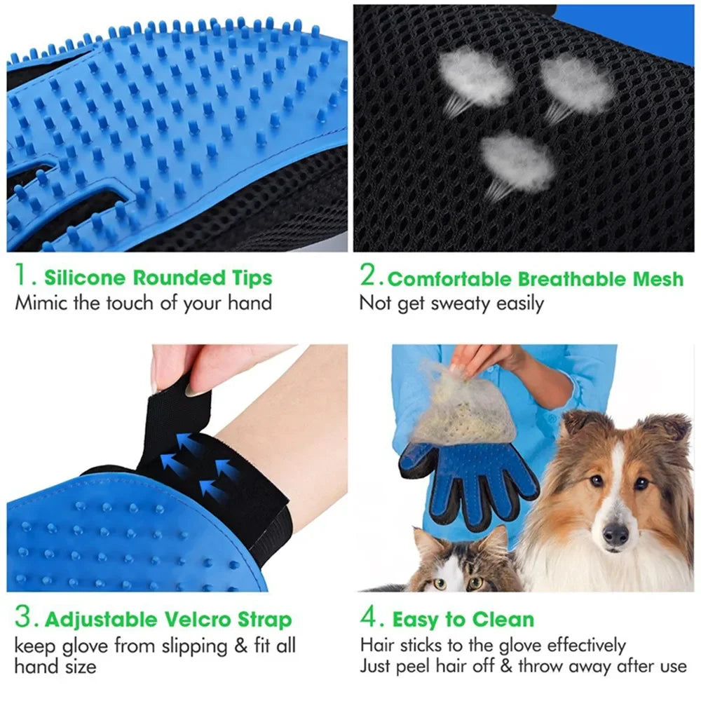 Pet Grooming Glove – Wool Deshedding & Massage Glove for Cats and Dogs
