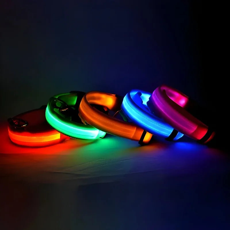 Nylon LED Dog Collar – Night Safety Flashing Glow-in-the-Dark Collar for Pets, Luminous & Fluorescent Dog Accessories