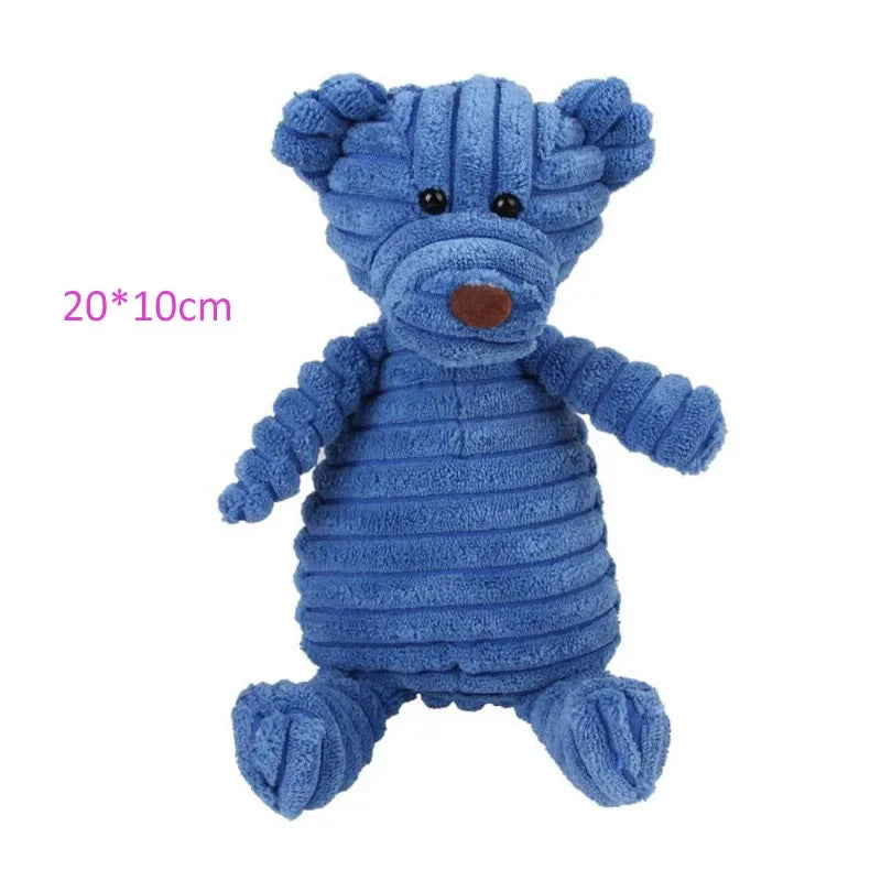 Plush Animal-Shaped Dog Toy – Bite-Resistant Squeaky Corduroy Toy for Small & Large Dogs, Puppies, and Training
