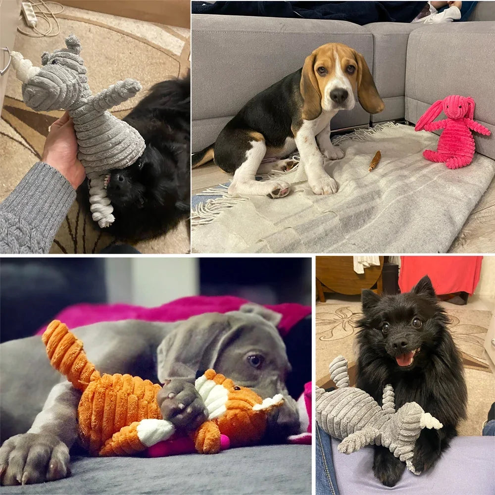 Plush Animal-Shaped Dog Toy – Bite-Resistant Squeaky Corduroy Toy for Small & Large Dogs, Puppies, and Training