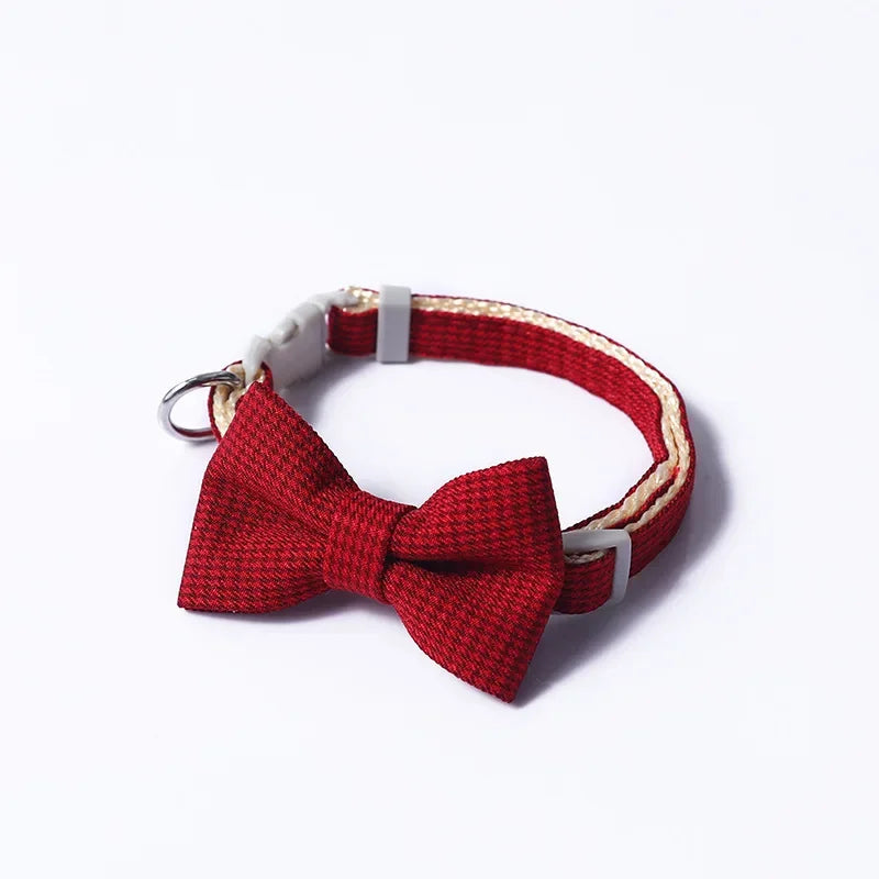 Adjustable Cute Cat Collar with Bow Tie – Stylish Necklace for Cats, Kittens & Small Dogs