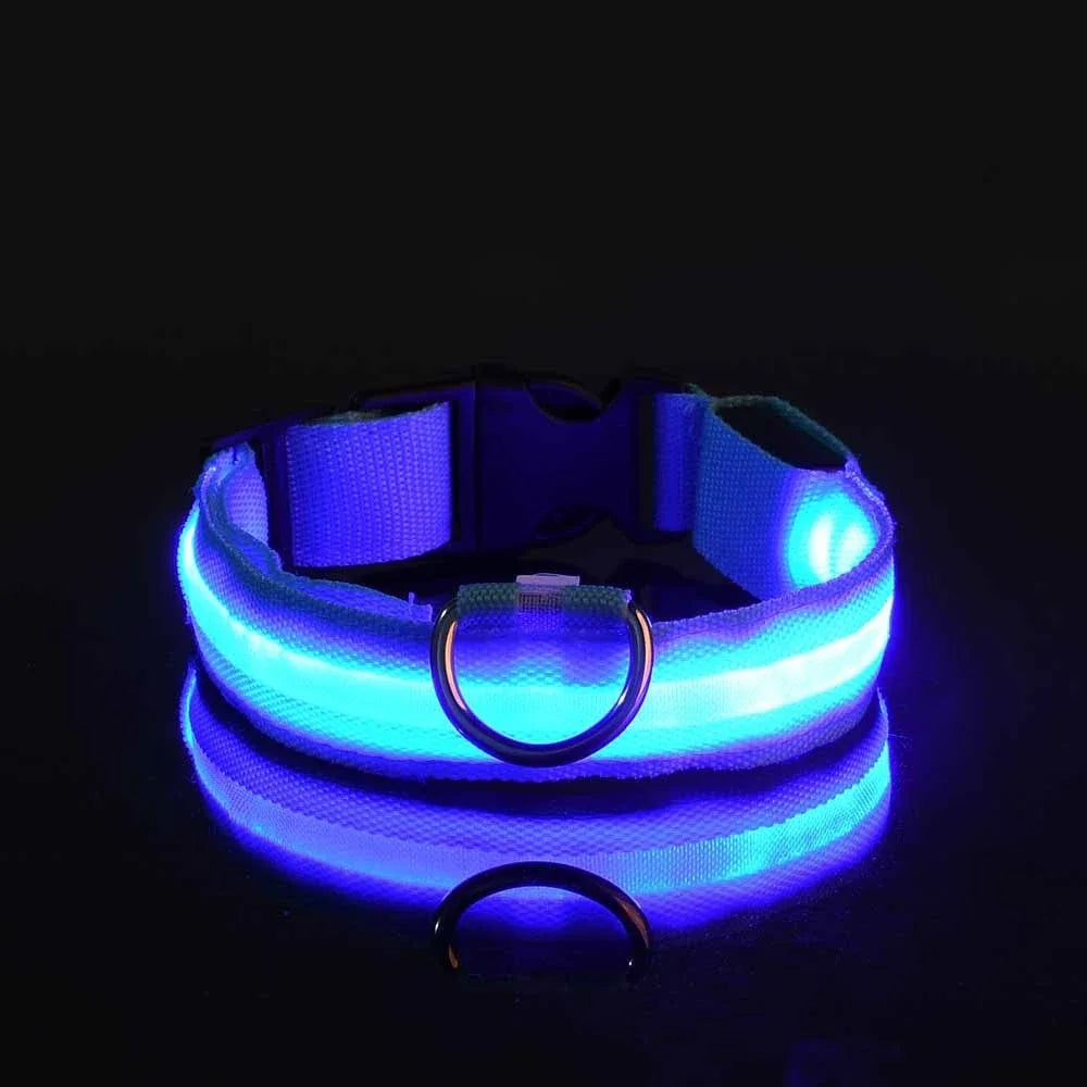 Nylon LED Dog Collar – Night Safety Flashing Glow-in-the-Dark Collar for Pets, Luminous & Fluorescent Dog Accessories