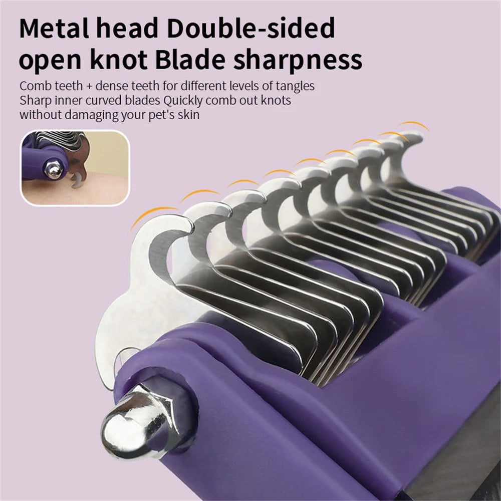 Dog Grooming Brush & Dematting Comb – Undercoat Rake for Thick Hair, Hair Removal & Pet Grooming