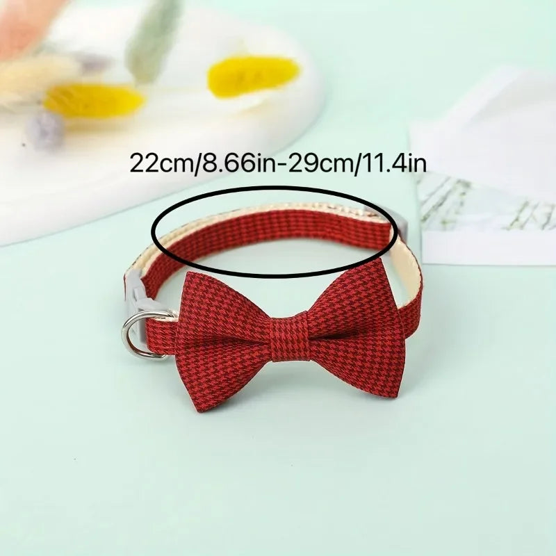 Adjustable Cute Cat Collar with Bow Tie – Stylish Necklace for Cats, Kittens & Small Dogs