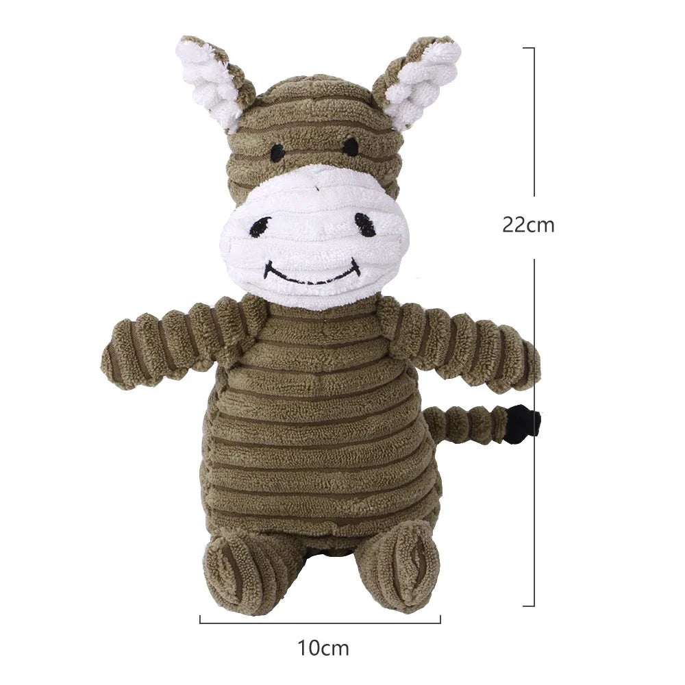 Plush Animal-Shaped Dog Toy – Bite-Resistant Squeaky Corduroy Toy for Small & Large Dogs, Puppies, and Training
