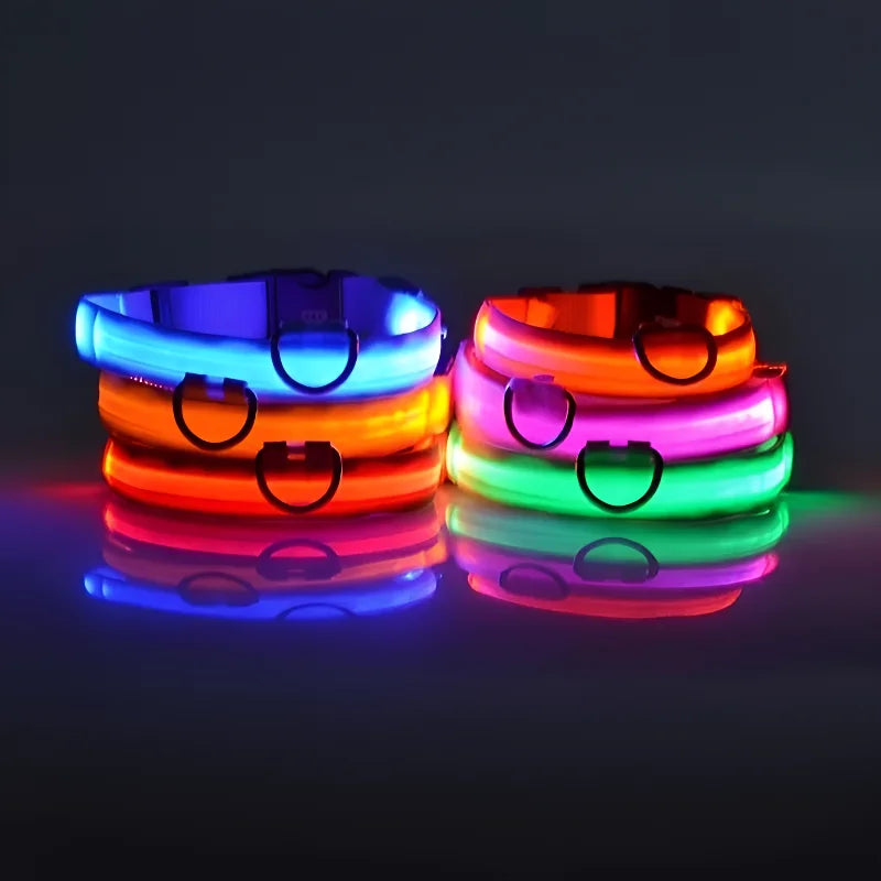 Nylon LED Dog Collar – Night Safety Flashing Glow-in-the-Dark Collar for Pets, Luminous & Fluorescent Dog Accessories