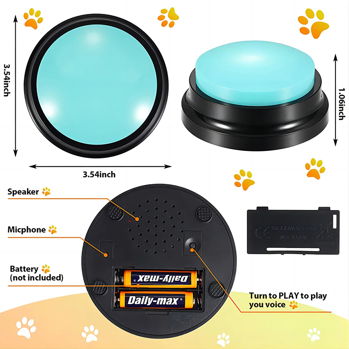 Funny Recordable Dog Toy – Portable Talking Pet Button for Travel & Play, Interactive Speaking Pet Starter
