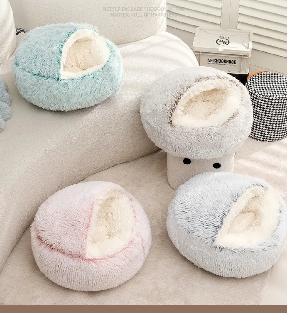 Round Cat Bed Pet Mattress – Warm, Soft Plush Sleeping Nest for Cats, Kittens & Small Dogs