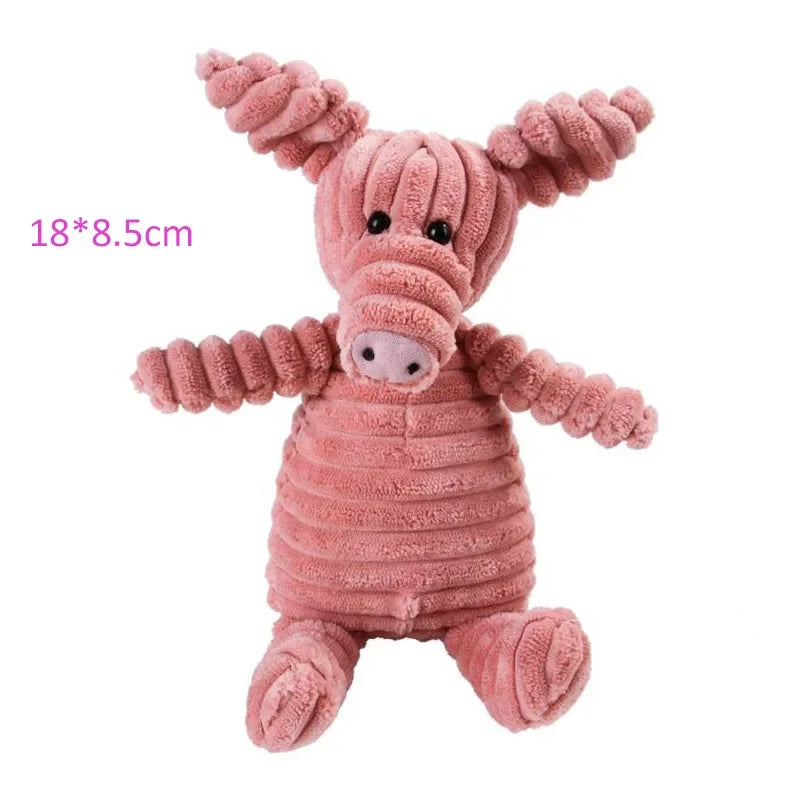 Plush Animal-Shaped Dog Toy – Bite-Resistant Squeaky Corduroy Toy for Small & Large Dogs, Puppies, and Training