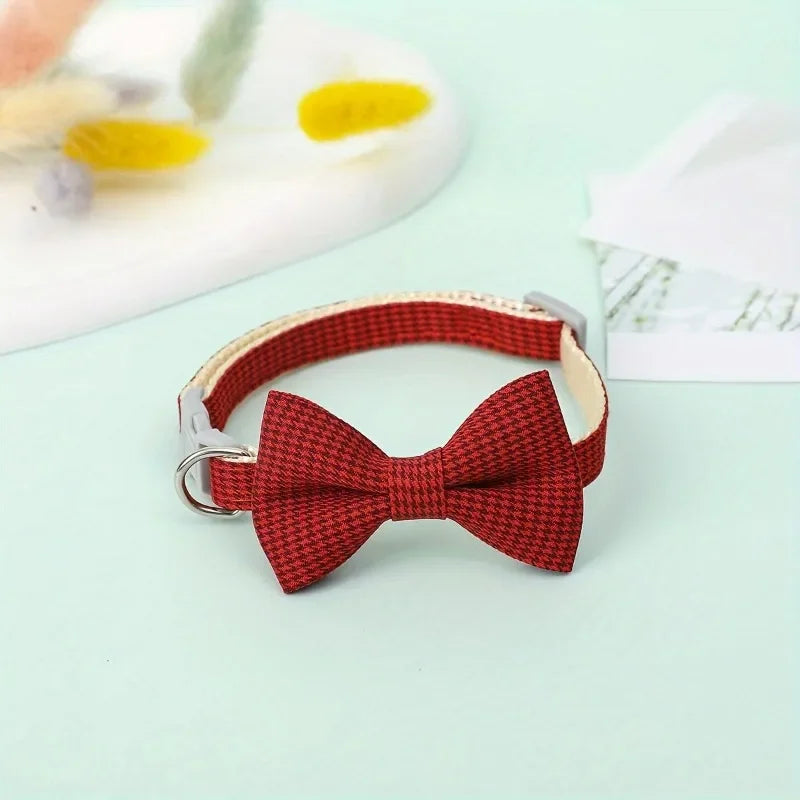 Adjustable Cute Cat Collar with Bow Tie – Stylish Necklace for Cats, Kittens & Small Dogs