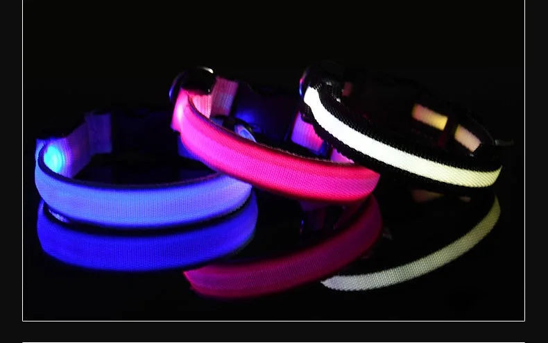 Nylon LED Dog Collar – Night Safety Flashing Glow-in-the-Dark Collar for Pets, Luminous & Fluorescent Dog Accessories