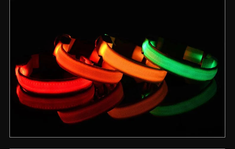 Nylon LED Dog Collar – Night Safety Flashing Glow-in-the-Dark Collar for Pets, Luminous & Fluorescent Dog Accessories