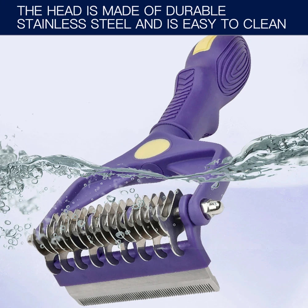 Dog Grooming Brush & Dematting Comb – Undercoat Rake for Thick Hair, Hair Removal & Pet Grooming
