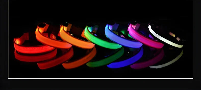 Nylon LED Dog Collar – Night Safety Flashing Glow-in-the-Dark Collar for Pets, Luminous & Fluorescent Dog Accessories