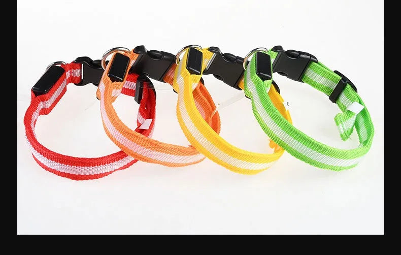Nylon LED Dog Collar – Night Safety Flashing Glow-in-the-Dark Collar for Pets, Luminous & Fluorescent Dog Accessories