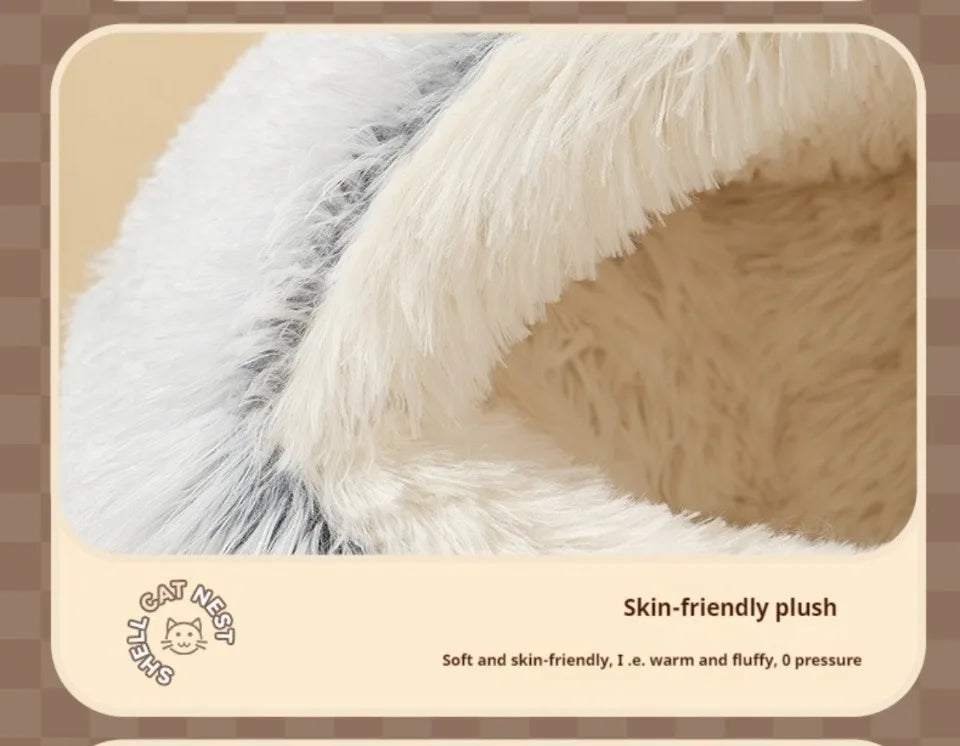 Round Cat Bed Pet Mattress – Warm, Soft Plush Sleeping Nest for Cats, Kittens & Small Dogs