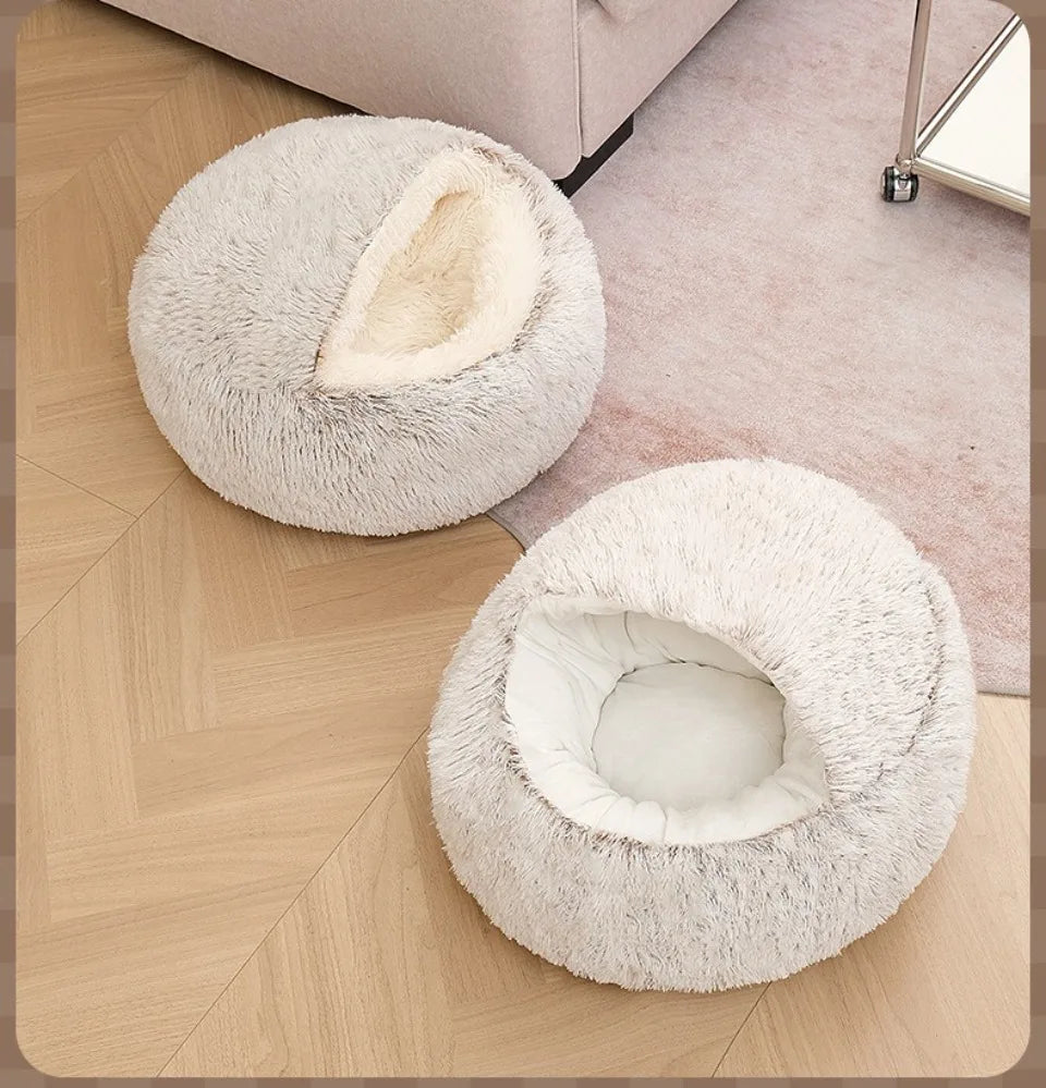 Round Cat Bed Pet Mattress – Warm, Soft Plush Sleeping Nest for Cats, Kittens & Small Dogs