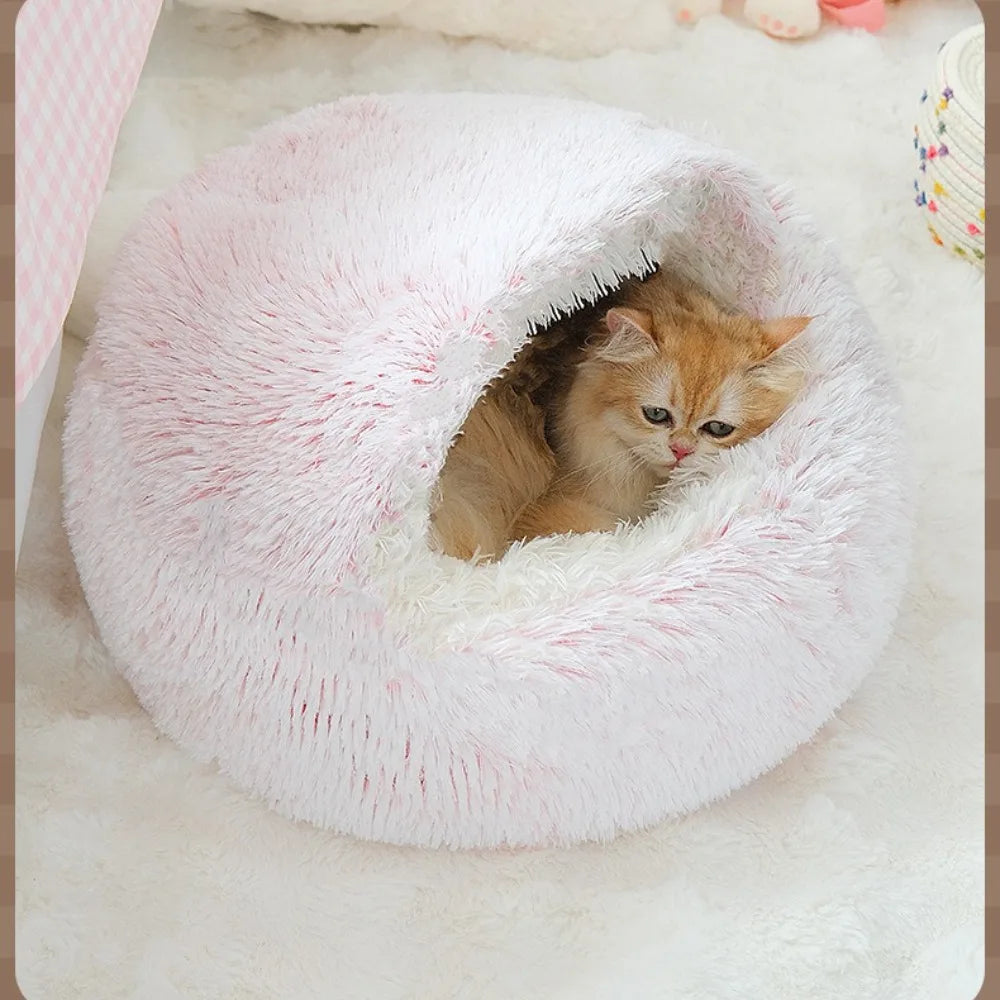 Round Cat Bed Pet Mattress – Warm, Soft Plush Sleeping Nest for Cats, Kittens & Small Dogs