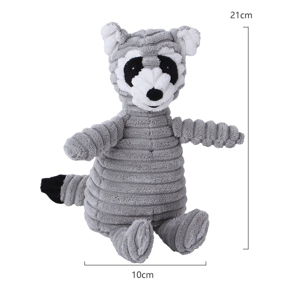 Plush Animal-Shaped Dog Toy – Bite-Resistant Squeaky Corduroy Toy for Small & Large Dogs, Puppies, and Training