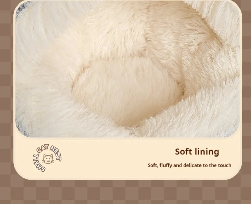 Round Cat Bed Pet Mattress – Warm, Soft Plush Sleeping Nest for Cats, Kittens & Small Dogs