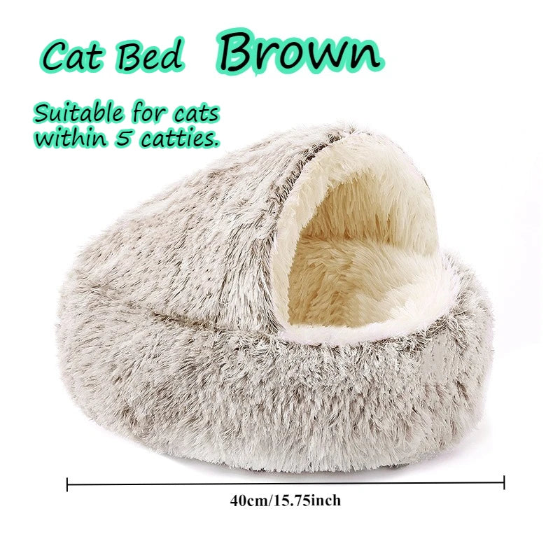 Round Cat Bed Pet Mattress – Warm, Soft Plush Sleeping Nest for Cats, Kittens & Small Dogs