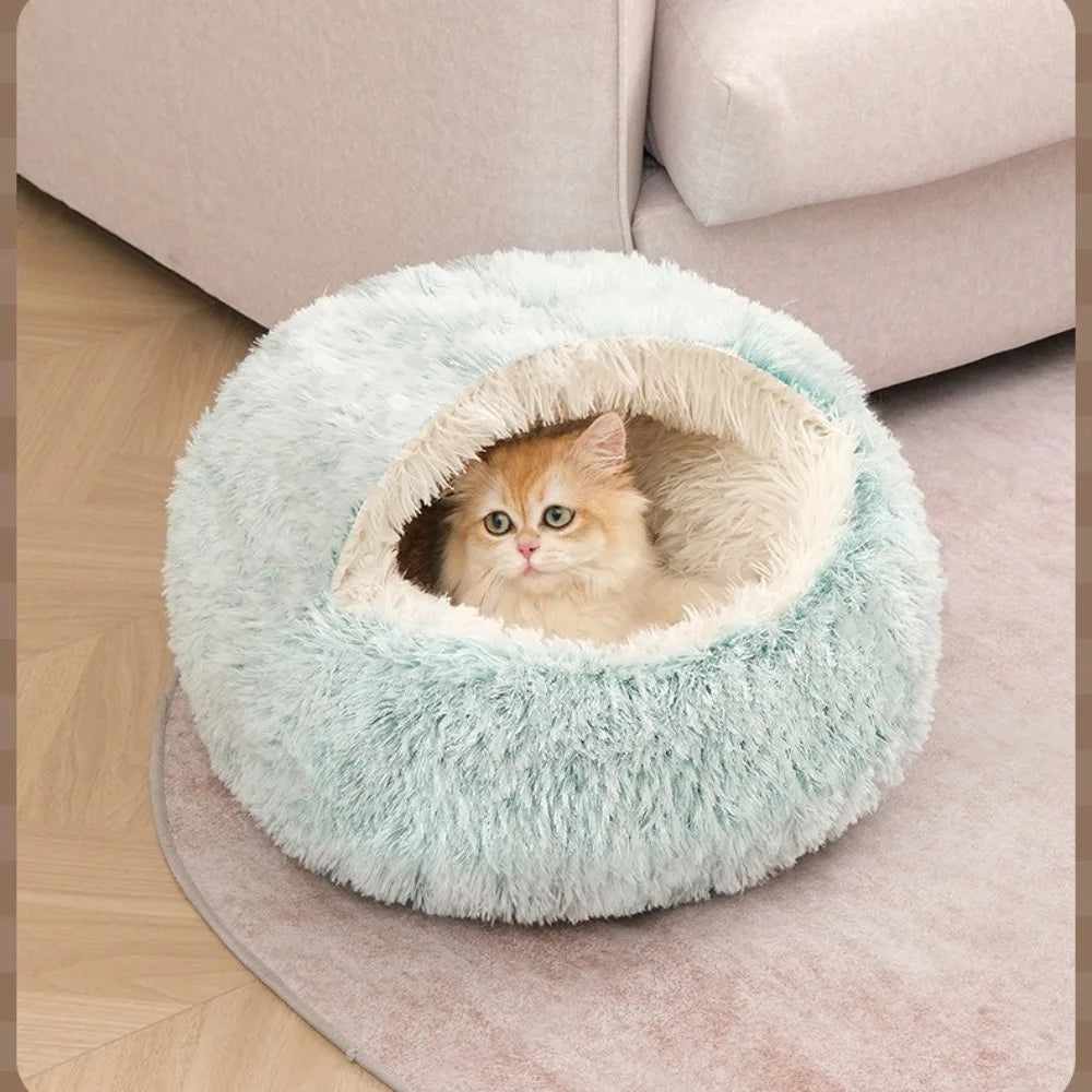 Round Cat Bed Pet Mattress – Warm, Soft Plush Sleeping Nest for Cats, Kittens & Small Dogs