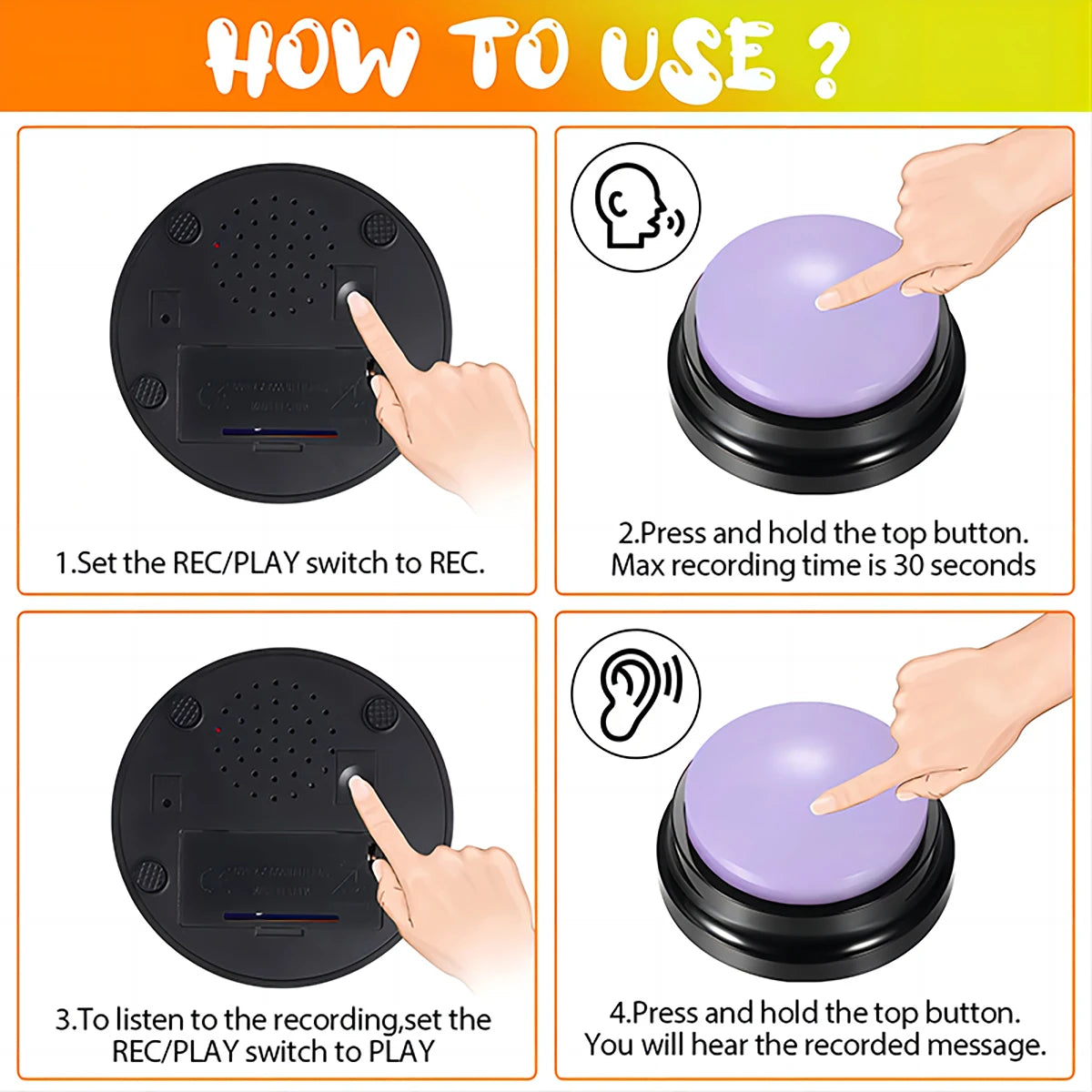 Funny Recordable Dog Toy – Portable Talking Pet Button for Travel & Play, Interactive Speaking Pet Starter