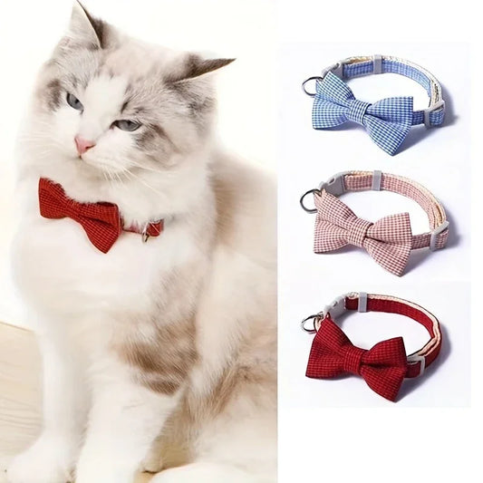 Adjustable Cute Cat Collar with Bow Tie – Stylish Necklace for Cats, Kittens & Small Dogs