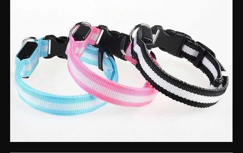 Nylon LED Dog Collar – Night Safety Flashing Glow-in-the-Dark Collar for Pets, Luminous & Fluorescent Dog Accessories
