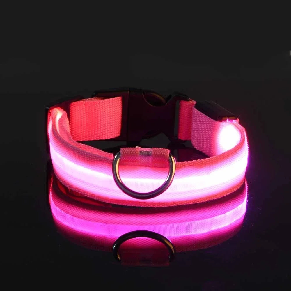 Nylon LED Dog Collar – Night Safety Flashing Glow-in-the-Dark Collar for Pets, Luminous & Fluorescent Dog Accessories
